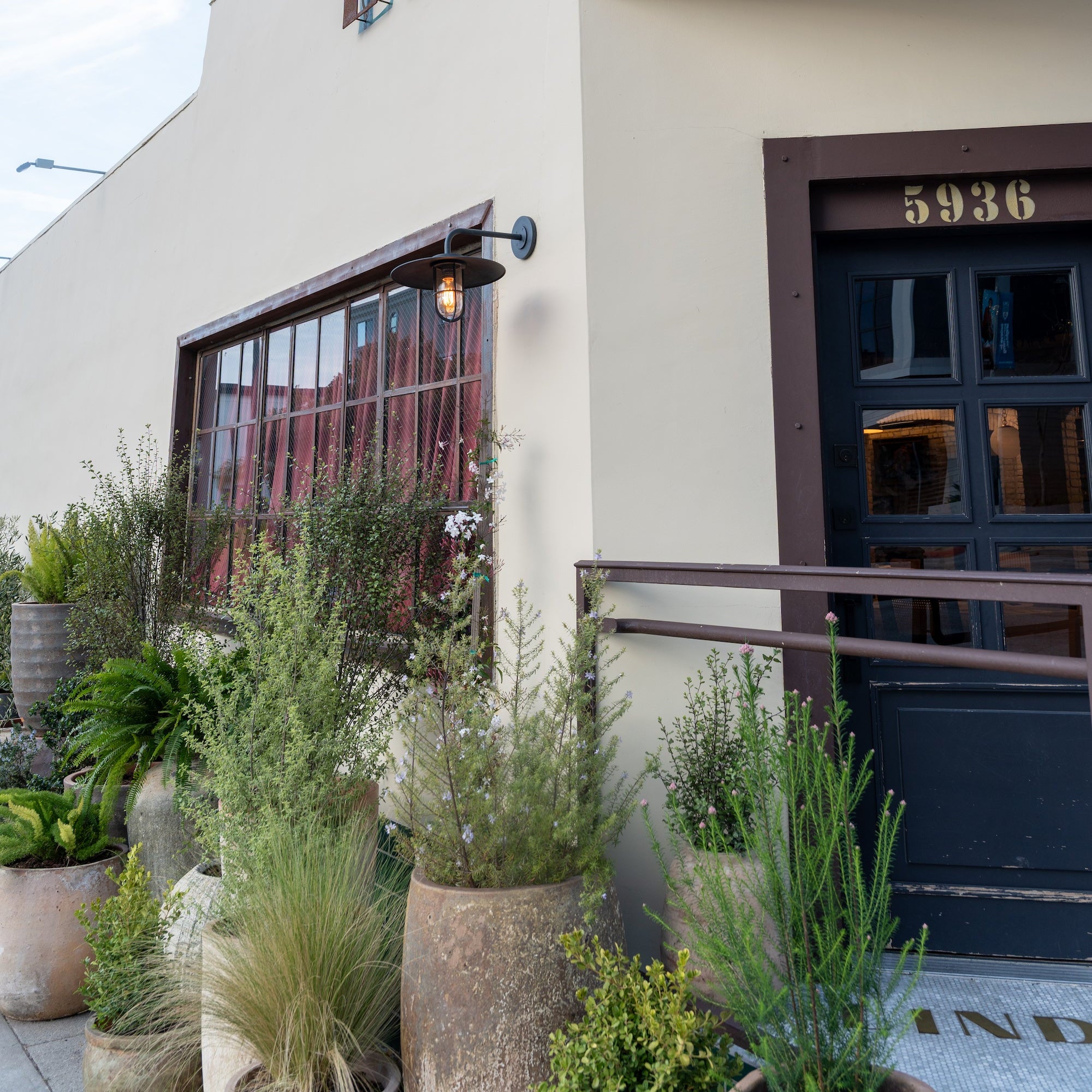 Exterior plant installation by Goodroots in Los Angeles for Linden Restaurant